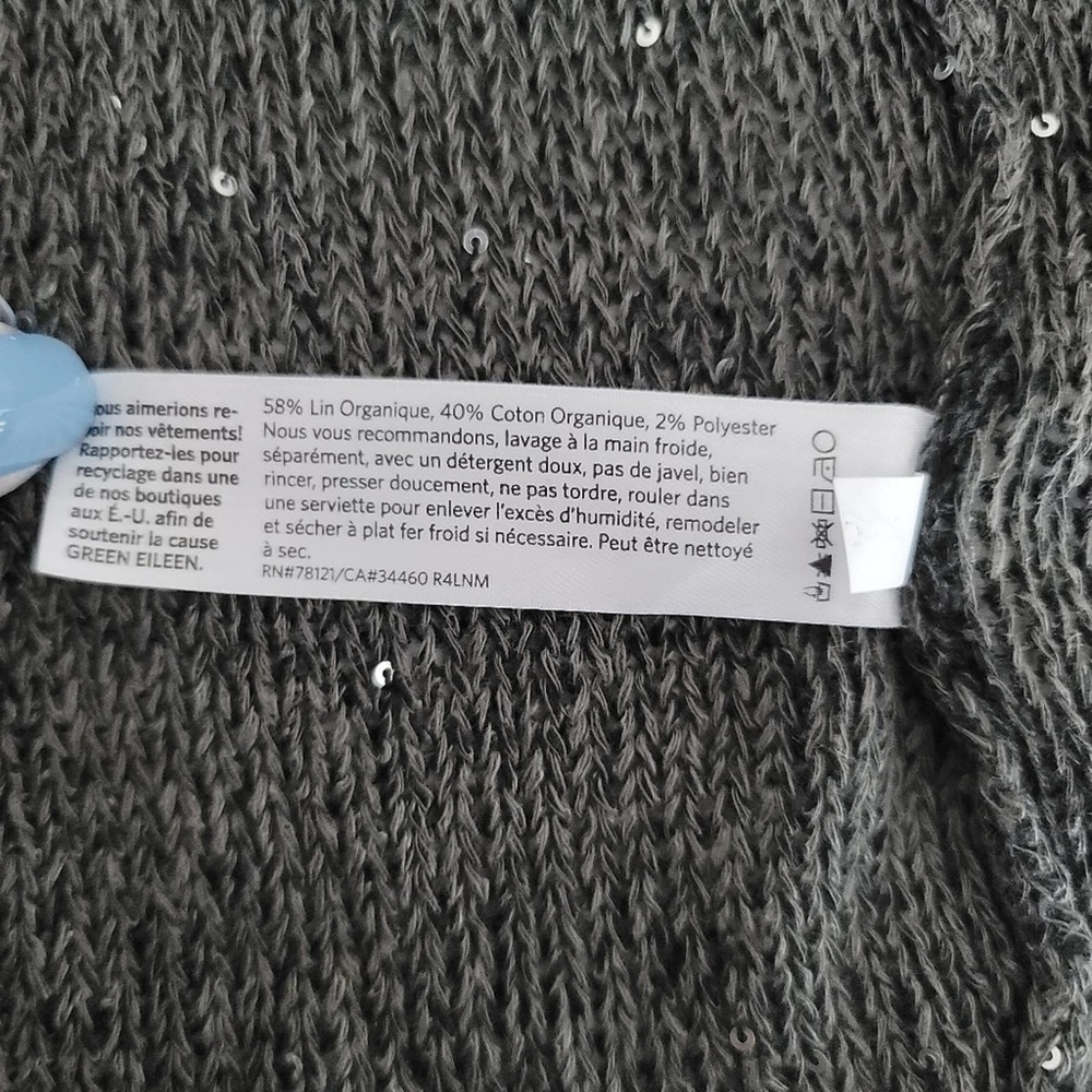 Eileen Fisher Charcoal Sequin Open Front Cardigan - image 8